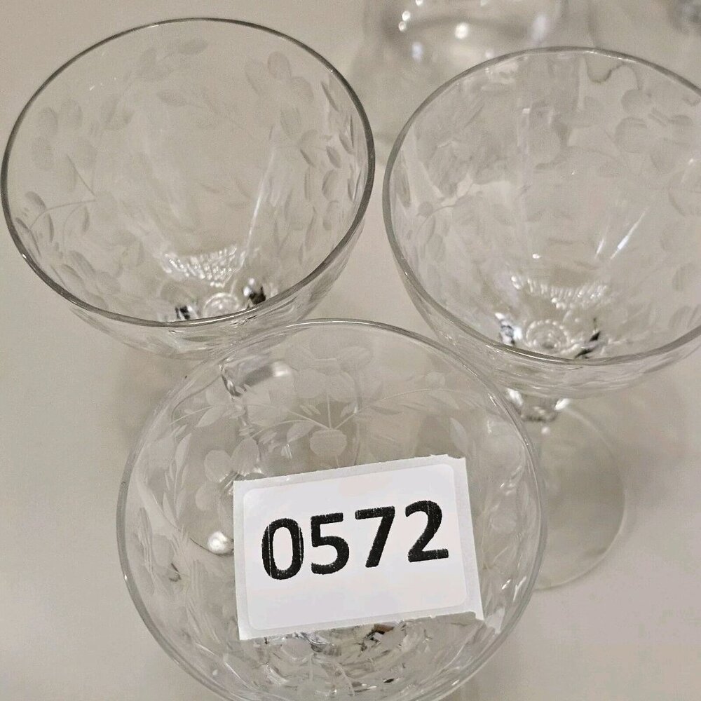 Rock Sharpe Optic Floral Cocktail Glasses 5.25" set/3 gray wheel cut 2011-15 - Picture 11 of 11